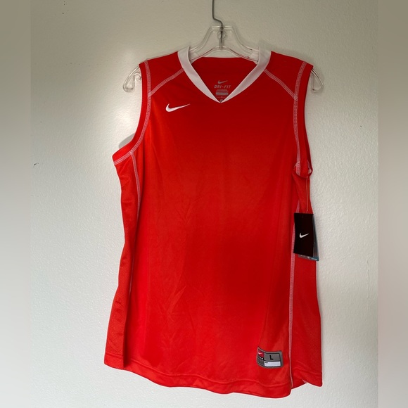 Nike Dri-Fit V-Neck Sleeveless Jersey orange-red NWT - Picture 1 of 5